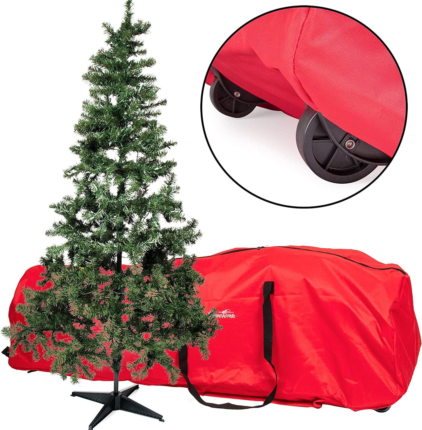 Camerons Products Christmas Tree Storage Bag with Wheels - XL Heavy Duty 56x22 Upright Holiday Storage Container for Artificial Trees