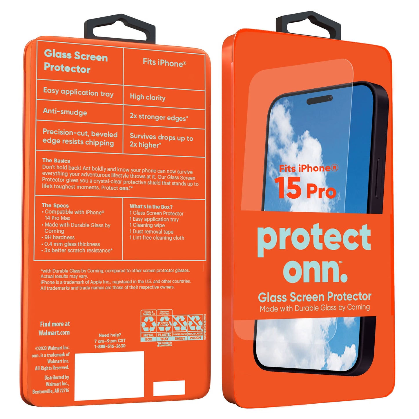 onn. Corning Glass Screen Protector for 15 Pro