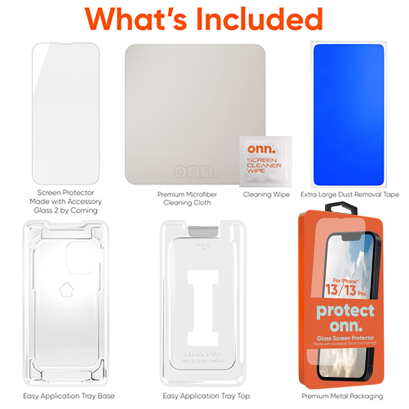 onn. iPhone 14 / 13 / 13 Pro Corning Glass Screen Protector