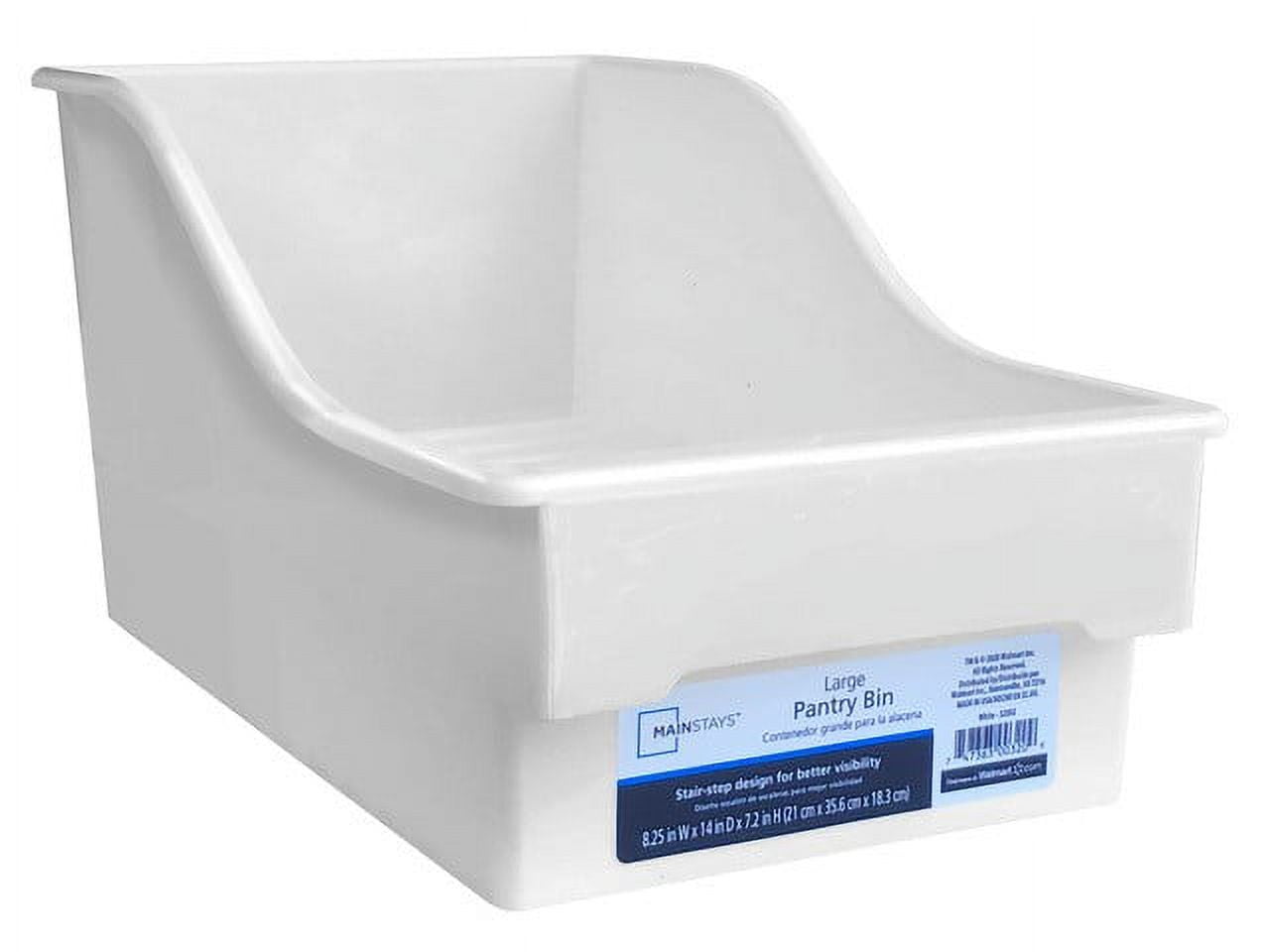 Mainstays 2-Tier Plastic Pantry Storage Basket, Large, White (1 Piece) 0.91 oz.