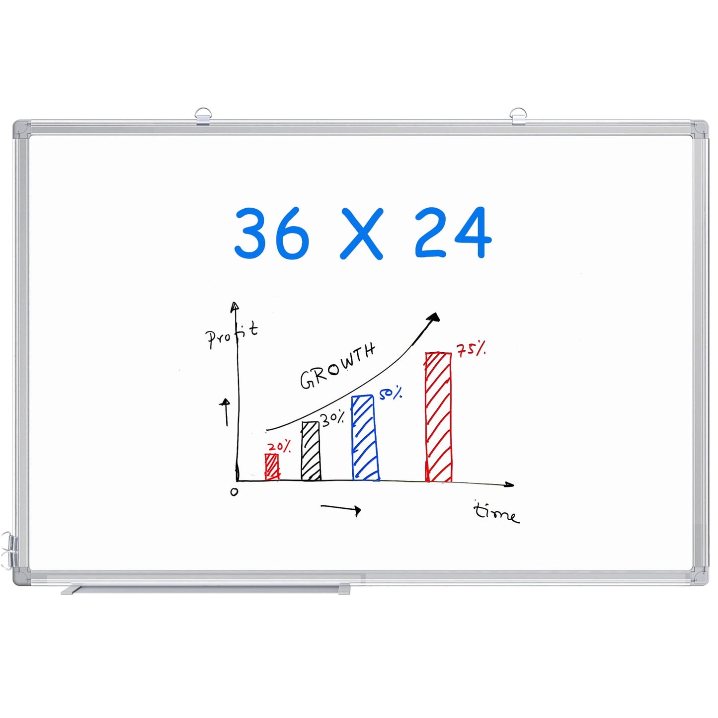 Maxtek Magnetic White Board 36 x 24 Dry Erase Board Wall Mounted,3' x 2' Marker Whiteboard with Pen Tray for School, Home, Office, Silver Aluminum Frame